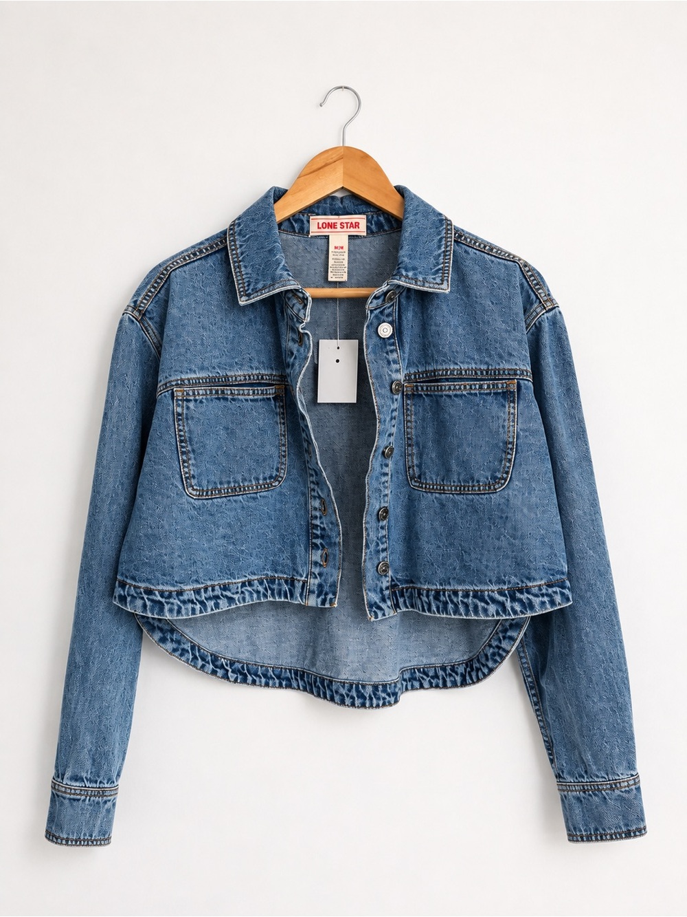 NWT Lone Star Cropped High-Low Denim Jacket Size M
